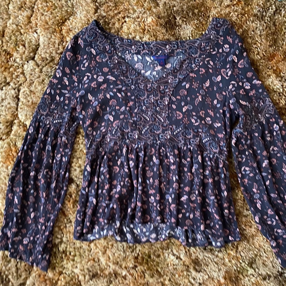 paisley print long sleeve blouse